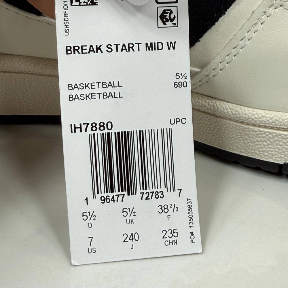 Adidas Break Start Mid W Womens White Black Basketball Shoes IH7880 Size 7 NEW - Picture 8 of 12